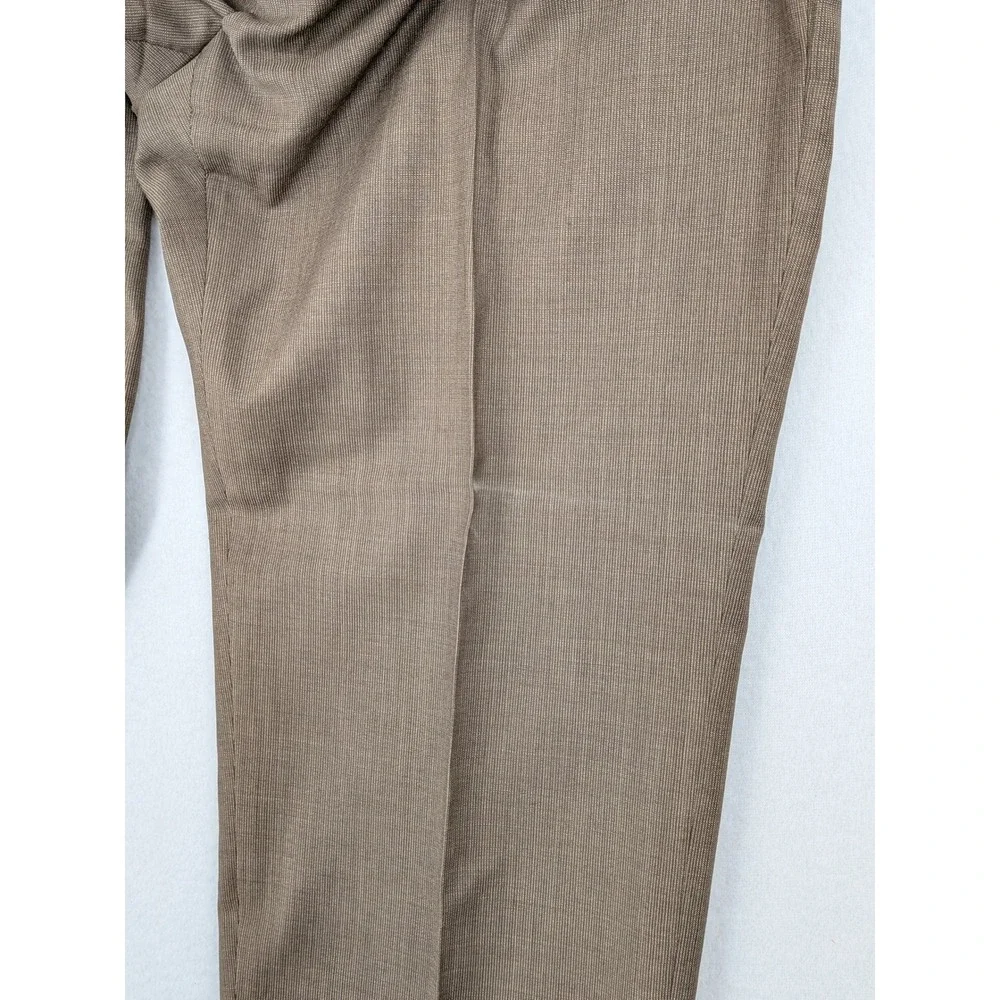 Principe Made in Italy Wool Trousers Mens 34 Brown Pleated Wide Leg Cuffed